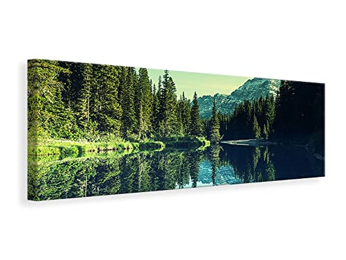 Leinwandbild Panorama Die Musik der Stille in den Bergen, Maße:120x40cm von myangels