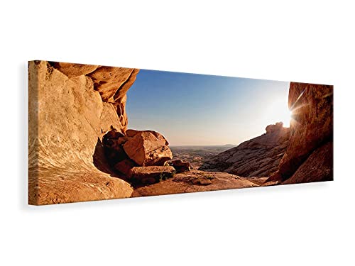 Leinwandbild Panorama Sonnenuntergang vor der Höhle, Maße:90x30cm von myangels