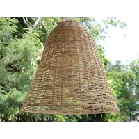 September Jasmin Rattan Bambus Pendelleuchte 2Er Set Korb-Lampenschirm Mid Century Design von mybaliliving