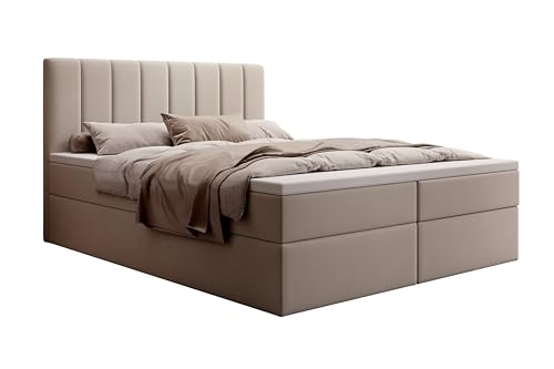 mybed. Allen Boxspringbett Modernes Polsterbett mit Kopfteil und Bettkasten 180x200 Bonnell-Matratze H2 und Topper Beige Matt Velvet 08 Schlafzimmer Komfort mybed. Allen Boxspringbett Modernes Polsterbett mit Kopfteil und Bettkasten 180x200 Bonnell-Matratze H2 und Topper Beige Matt Velvet 08 Schlafzimmer Komfort von mybed.