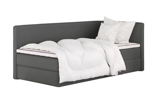 mybed. Boxspringbett Einzelbett Mitto Conti Twin Rechte Seite Polsterbett mit Bettkasten Dunkelgrau 7-Zonen Taschenmatratze H3 100x200 und Topper Jugendbett Kinderbett mybed. Boxspringbett Einzelbett Mitto Conti Twin Rechte Seite Polsterbett mit Bettkasten Dunkelgrau 7-Zonen Taschenmatratze H3 100x200 und Topper Jugendbett Kinderbett von mybed.