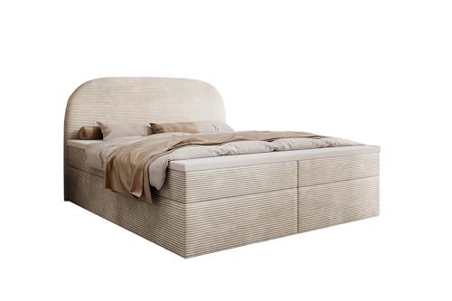 mybed. Boxspringbett Zen Polsterbett Doppelbett mit Kopfteil und Bettkasten 180x200 7 Zonen Taschenmatratze H4 und Topper Cremig Poso 38 Schlafzimmer Stauraumbett von mybed.