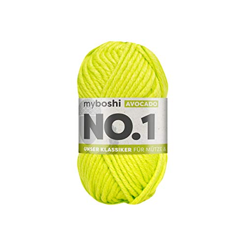 myboshi No.1 Wolle zum Häkeln und Stricken, Schnellstrickgarn, langlebige Mützenwolle, Strickwolle, Häkelwolle, mulesing-frei, 50g, Ll 55m Grün (Avocado) 1 Knäuel myboshi No.1 Wolle zum Häkeln und Stricken, Schnellstrickgarn, langlebige Mützenwolle, Strickwolle, Häkelwolle, mulesing-frei, 50g, Ll 55m Grün (Avocado) 1 Knäuel von myboshi