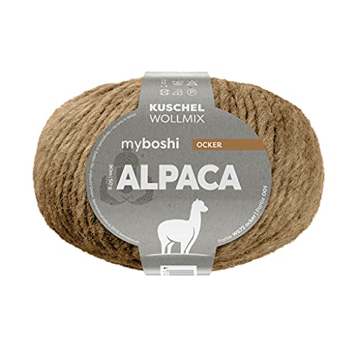 myboshi Alpaca-Wolle zum Häkeln/Stricken, temperaturregulierend, angenehm weich, für Damenoberbekleidung Braun (Ocker) 1 Knäuel von myboshi