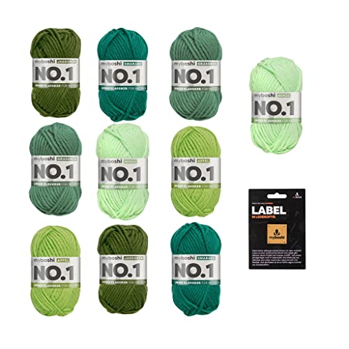 myboshi Green Dreams Wollpaket, Mulesing-freie No.1 Wolle in Grüntönen, mit original Label, 10 Knäuel x 50g, Lauflänge 55m, strapazierfähig, filzfrei, Green Dreams, 10 Knäuel myboshi Green Dreams Wollpaket, Mulesing-freie No.1 Wolle in Grüntönen, mit original Label, 10 Knäuel x 50g, Lauflänge 55m, strapazierfähig, filzfrei, Green Dreams, 10 Knäuel von myboshi