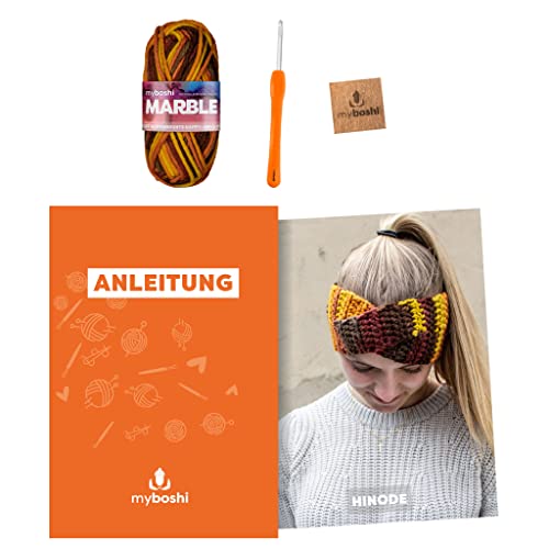 myboshi Häkelset Stirnband Hinode, inkl. Marble Wolle, Nadel und Anleitung, original Label, Häkelpaket, 30% Merinowolle Gelb, mit Häkelnadel myboshi Häkelset Stirnband Hinode, inkl. Marble Wolle, Nadel und Anleitung, original Label, Häkelpaket, 30% Merinowolle Gelb, mit Häkelnadel von myboshi