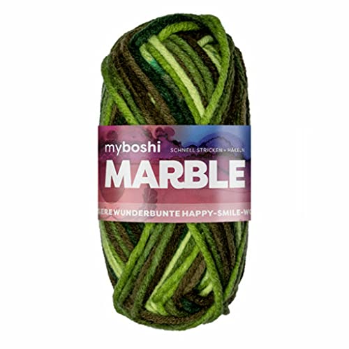 myboshi Marble: unsere wunderbunte Happy-Smile-Wolle, mit Farbverlauf, Ökotex-zertifiziert, 50g, Ll 55m Grün (Chipper) 1 Knäuel von myboshi