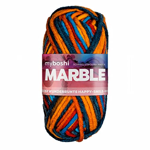 myboshi Marble: unsere wunderbunte Happy-Smile-Wolle, mit Farbverlauf, Ökotex-zertifiziert, 50g, Ll 55m Orange (Rainbow) 1 Knäuel von myboshi