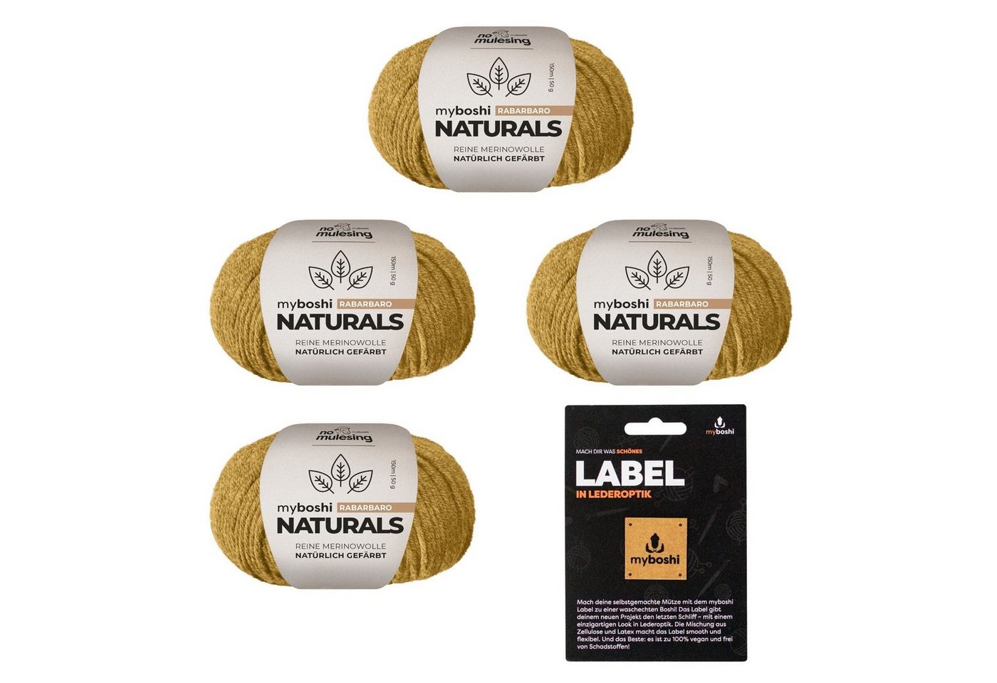 myboshi Naturals, 100% naturgefärbte Wolle, mit Label Häkelwolle, 150 m (4-St., Naturals Wolle mit Label exklusive naturgefärbt), Uni von myboshi