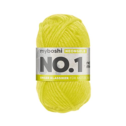 myboshi No.1 Wolle zum Häkeln und Stricken, Schnellstrickgarn, langlebige Mützenwolle, Strickwolle, Häkelwolle, mulesing-frei, 50g, Ll 55m Neongelb, 1 Knäuel myboshi No.1 Wolle zum Häkeln und Stricken, Schnellstrickgarn, langlebige Mützenwolle, Strickwolle, Häkelwolle, mulesing-frei, 50g, Ll 55m Neongelb, 1 Knäuel von myboshi