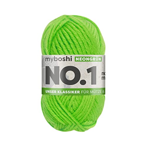 myboshi No.1 Wolle zum Häkeln und Stricken, Schnellstrickgarn, langlebige Mützenwolle, Strickwolle, Häkelwolle, mulesing-frei, 50g, Ll 55m Neongrün, 1 Knäuel myboshi No.1 Wolle zum Häkeln und Stricken, Schnellstrickgarn, langlebige Mützenwolle, Strickwolle, Häkelwolle, mulesing-frei, 50g, Ll 55m Neongrün, 1 Knäuel von myboshi