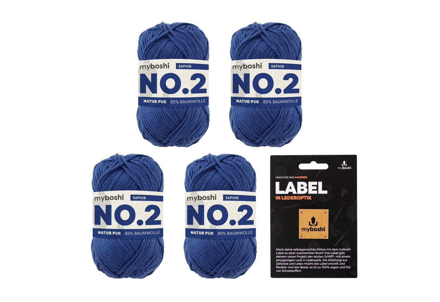 myboshi No.2 Wolle, Babywolle, mit Label Häkelwolle, 100 m (4-St., No.2 Wolle mit Label Original Babywolle), Uni von myboshi