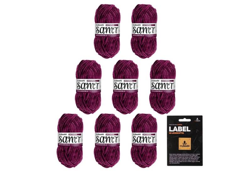 myboshi Samt Wolle, Chenille Garn, mit Label Häkelwolle, 100 m (8-St., Samt Wolle mit Label Original Chenille), Uni von myboshi
