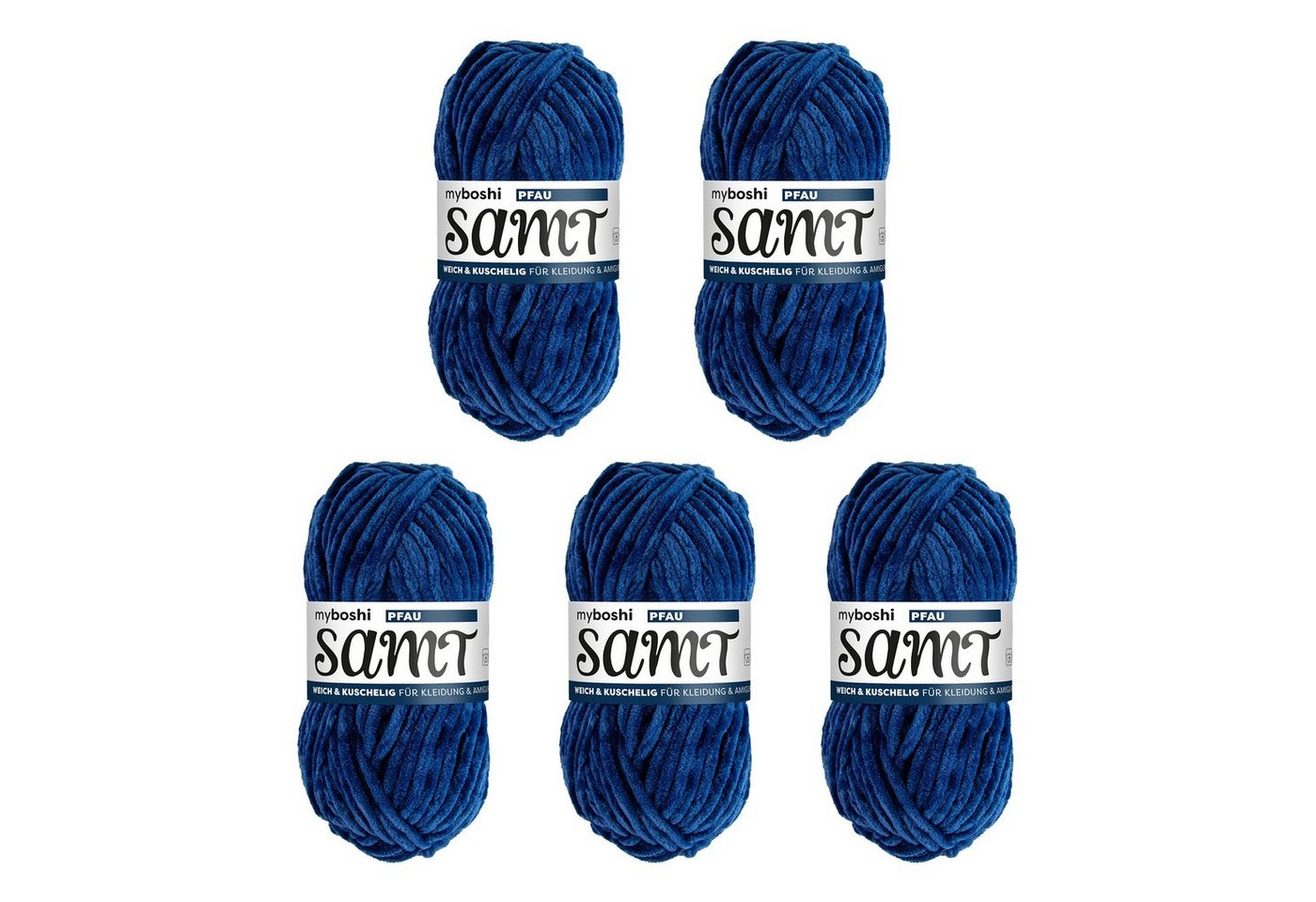 myboshi Samt Wolle, Chenille Garn Häkelwolle, 100 m (5-St., Samt Wolle Original Chenille Garn), Uni von myboshi