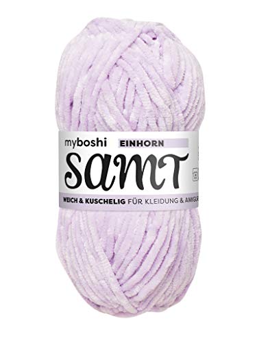 myboshi Samt Wolle zum Häkeln und Stricken, weiche Chenille Wolle im XXL-Knäuel, perfekt für Amigurumi und Kissen, 100% Flauschige Polyester, 100g, Ll 100m Lila (Einhorn) 1 Knäuel von myboshi