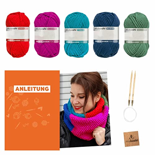 myboshi Strickset Schal New Haven, inkl. No.1 Wolle, Rundstricknadel, Anleitung und Label, Strickpaket für Anfänger, 30% Merinowolle, Magenta mit Rundstricknadel myboshi Strickset Schal New Haven, inkl. No.1 Wolle, Rundstricknadel, Anleitung und Label, Strickpaket für Anfänger, 30% Merinowolle, Magenta mit Rundstricknadel von myboshi