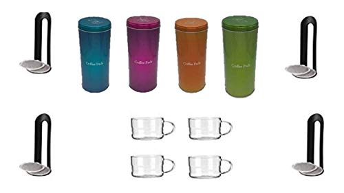 mycoffeetime Coffee Pad Box, Metallic +4 Padlifter + Muttertag Aktion + 4 Gläser mit Henkel 200ml mycoffeetime Coffee Pad Box, Metallic +4 Padlifter + Muttertag Aktion + 4 Gläser mit Henkel 200ml von mycoffeetime