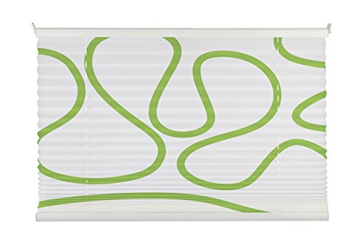 mydeco® 100x130 cm [BxH] mit Muster, weiß / grün - Plissee Jalousie ohne bohren, Rollo für innen incl. Klemmträger (Klemmfix) - Sonnenschutz, Sichtschutz für Fenster von mydeco
