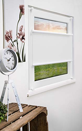 mydeco® 2in1 Kombination Rollo vs. Plissee ohne bohren mit Klemmträger 40x130 cm weiss - Sonnenschutz Blickdicht Jalousie für Fenster & Tür von mydeco