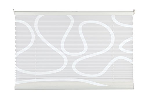mydeco® 50x130 cm [BxH] mit Muster, weiß / weiß - Plissee Jalousie ohne bohren, Rollo für innen incl. Klemmträger (Klemmfix) - Sonnenschutz, Sichtschutz für Fenster von mydeco