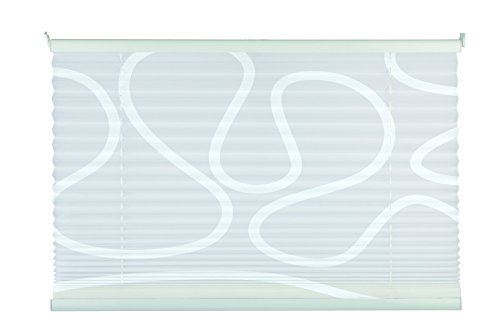 mydeco® 75x130 cm [BxH] mit Muster, weiß / weiß - Plissee Jalousie ohne bohren, Rollo für innen incl. Klemmträger (Klemmfix) - Sonnenschutz, Sichtschutz für Fenster von mydeco