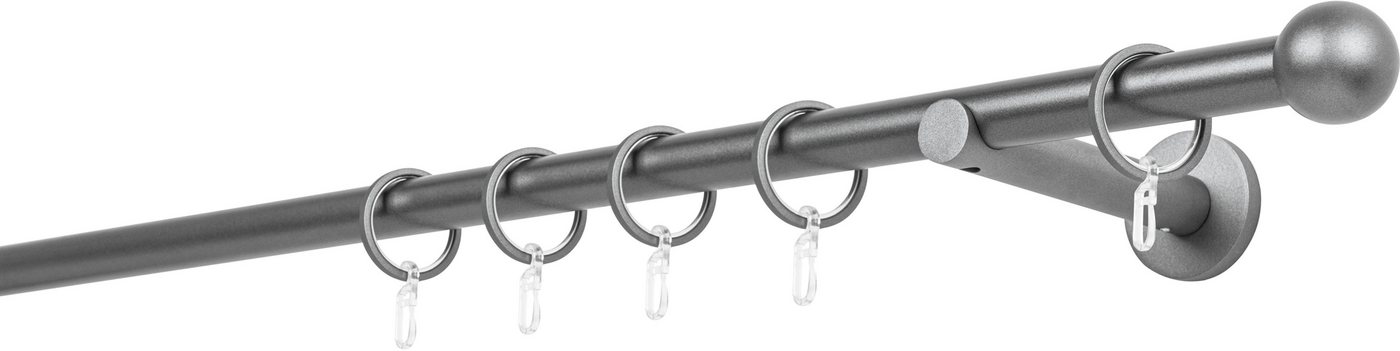 mydeco Gardinenstange 20mm Ball Wandträger 12 cm, 1-läufig, Fixmaß, verschraubt von mydeco