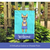 Chihuahua Garten Flagge | Mädchen - Doppelseitiges Einzigartiges Geschenk Apfel Kopf Hund Mädchen Sonnenbaden von mydogismycopilot