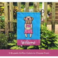 Doppelseitige Brüsseler Griffon Garten Flagge | Mädchen - Einzigartiges Geschenk Sonnenbaden Gartenflagge von mydogismycopilot