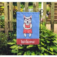 Doppelseitige Westie Garden Flag | Mädchen - Einzigartiges Geschenk Girl Sunbathing West Highland Terrier von mydogismycopilot
