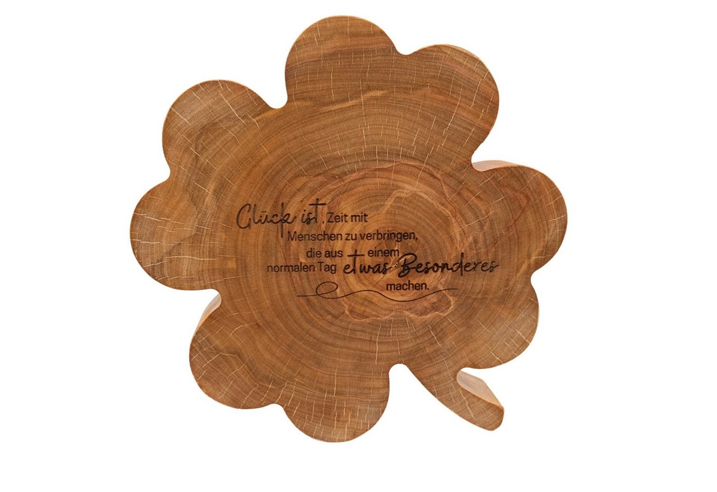 myduct Dekoobjekt Holzkleeblatt mit Gravur aus Birkenstamm 20cm groß als Geschenk von myduct