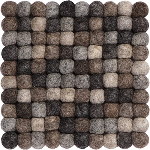 myfelt Néla Filzkugel-Topfuntersetzer, quadratisch, Schurwolle, Natur, 20 x 20 cm von myfelt