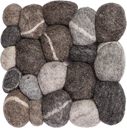 myfelt Hardy Filzkugel-Topfuntersetzer, quadratisch, Schurwolle, Grau, 20 x 20 cm von myfelt