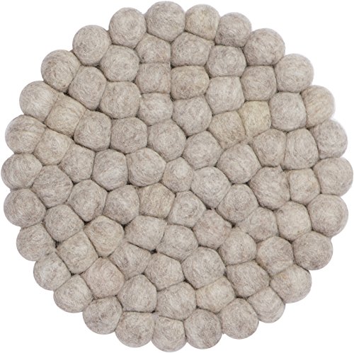 myfelt Béla Topfuntersetzer, Schurwolle, Beige, Ø 20 cm, bis 300 ° hitzebeständig von myfelt