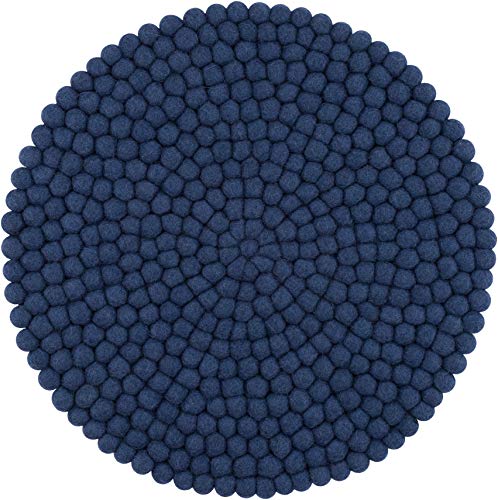 myfelt Filzkugel Sitzauflage Stuhlauflage - Alva - rund, Ø 36 cm, Dunkelblau von myfelt