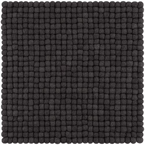 myfelt Filzkugel-Sitzauflage Stuhlauflage - Kuno - quadratisch, 36x36 cm, Anthrazit von myfelt