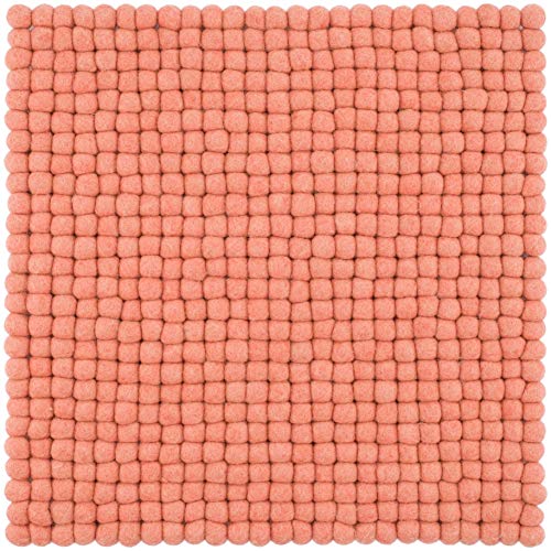 myfelt Filzkugel-Sitzauflage Stuhlauflage - Lea - quadratisch, 36x36 cm, Lachsfarben von myfelt