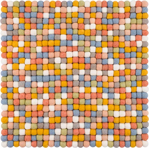 myfelt Filzkugel-Sitzauflage Stuhlauflage - Liese - quadratisch, 36x36 cm, Matt bunt von myfelt