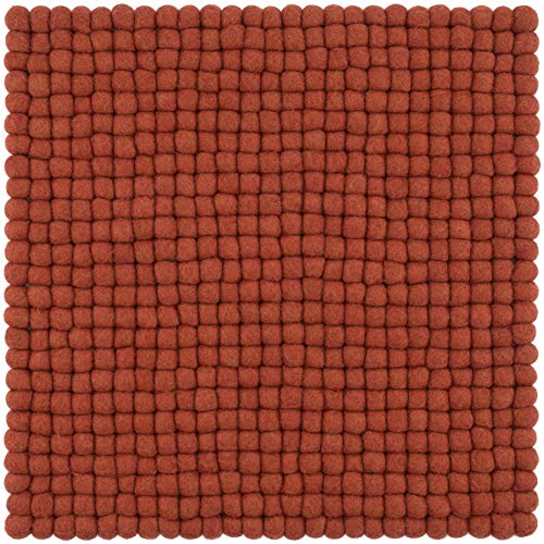 myfelt Filzkugel-Sitzauflage Stuhlauflage - Lora - quadratisch, 36x36 cm, Rostrot von myfelt
