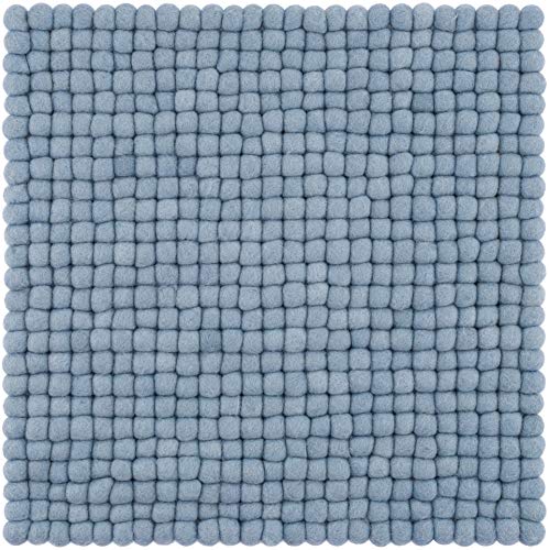 myfelt Filzkugel-Sitzauflage Stuhlauflage - Mia - quadratisch, 36x36 cm, Hellblau von myfelt