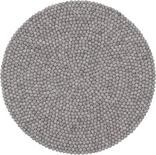 myfelt Filzkugelteppich Carl - Ø 50 cm, ideal für Schlaf-, Wohn-, Kinderzimmer, Flur & Bad, Grau von myfelt