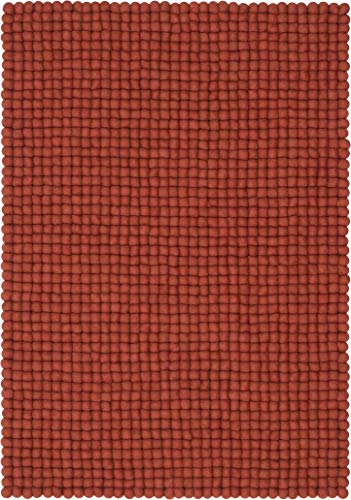 myfelt Lora Filzkugelteppich — 70x100cm, rechteckig — Rot von myfelt
