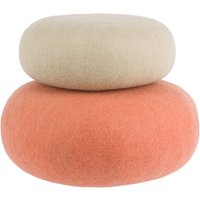 myfelt - Lutz + Lea Pouf, grünbeige / lachsfarben (2er-Set) von myfelt