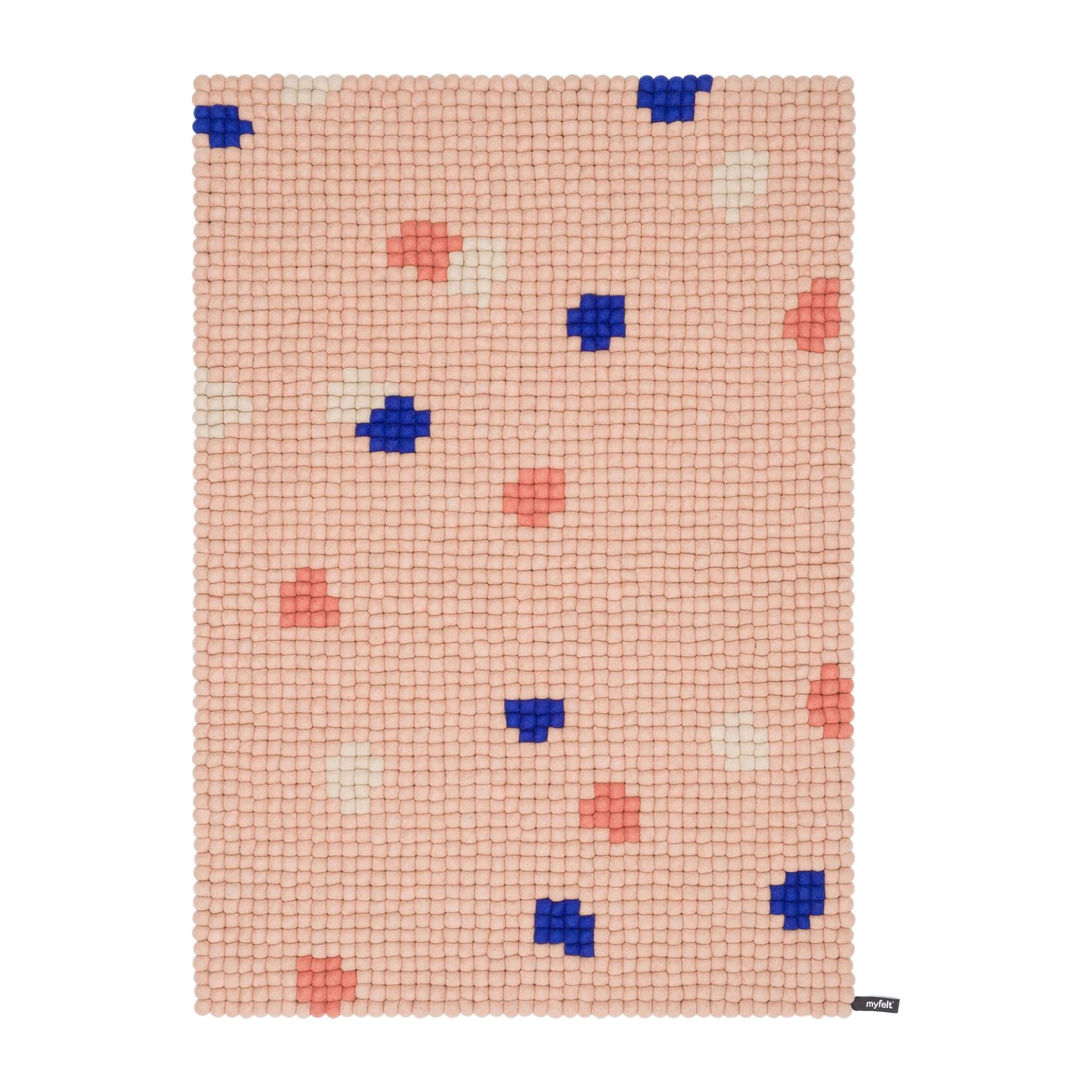 myfelt - Rose Ocean Filzkugelteppich rechteckig - rosé, coral, weiß, kobaltblau/LxBxH 280x260x2cm von myfelt