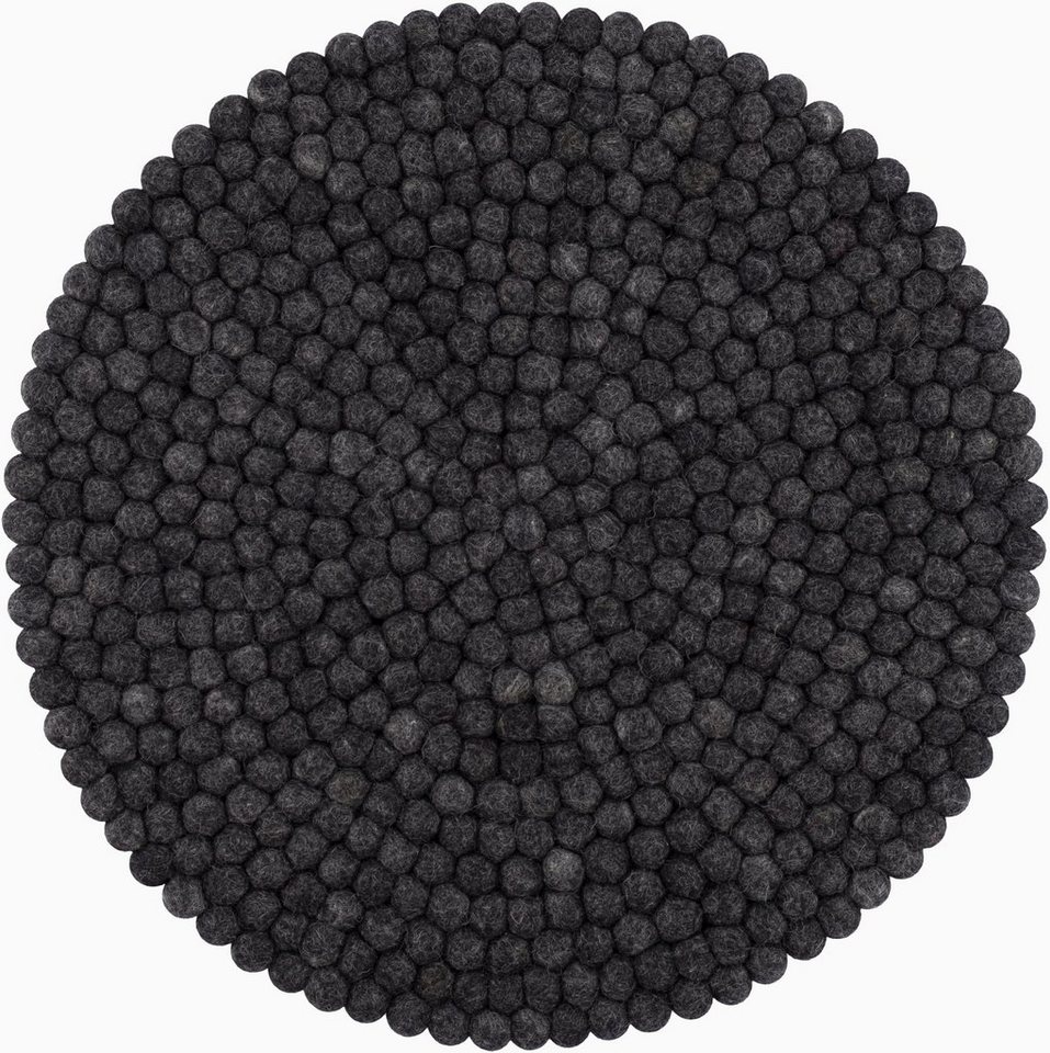 myfelt Stuhlkissen Filzkugel Sitzauflage ⌀ 36 cm, 100% reiner Schurwolle, rund, schmutzabweisend von myfelt