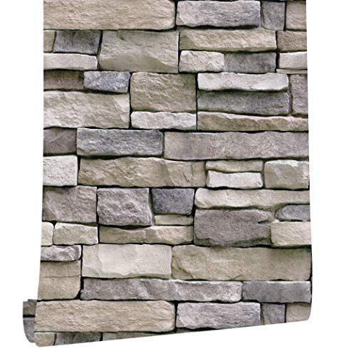 myforHD Selbstklebend Tapete Wandpapier Ziegel Selbstklebende Wandaufkleber Vintage Backstein Stein tapeten Dekorative Aufkleber für Möbel Wandtür Wasserdicht (Brick Grau, 45X300cm) von myforHD