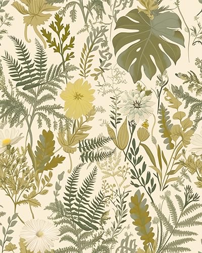myforHD Tapete Selbstklebende Fototapete Wandpapier Blume Folie Dekorfolie Möbelfolie Klebefolie Pflanzen Laub Blumen Design 44cmX300cm Vintage Wanddeko Wandtapete Wohnzimmer Schlafzimmer von myforHD