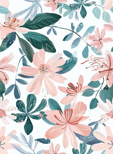 myforHD Tapete Selbstklebende Fototapete Wandpapier Blume Folie Dekorfolie Möbelfolie Klebefolie Pflanzen Laub Blumen Design 44cmX300cm Vintage Wanddeko Wandtapete Wohnzimmer Schlafzimmer von myforHD