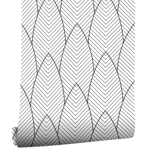 myforHD Selbstklebend Tapete Möbelaufkleber Moderner Verdickt Wandpapier 44cmX1000cm Streifen Tapete wasserdichte Selbstklebende Vinyl Film Schublade und Regal Liner Stick Papier von myforHD