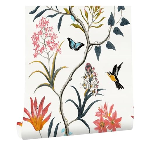 myforHD Tapete Selbstklebende Fototapete Wandpapier Blume Folie Dekorfolie Möbelfolie Klebefolie Pflanzen Laub Blumen Design 44cmX1000cm Vintage Wanddeko Wandtapete Wohnzimmer Schlafzimmer von myforHD