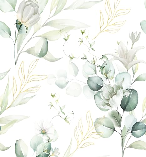 myforHD Tapete Selbstklebende Fototapete Wandpapier Blume Folie Dekorfolie Möbelfolie Klebefolie Pflanzen Laub Blumen Design 44cmX300cm Vintage Wanddeko Wandtapete Wohnzimmer Schlafzimmer von myforHD